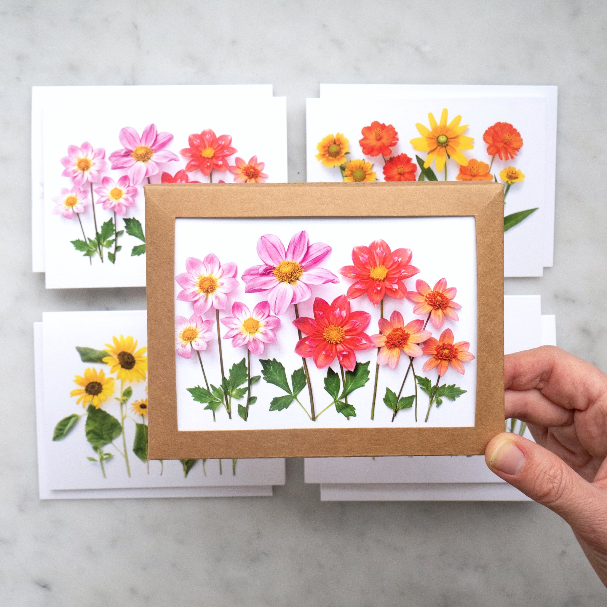 Card set - Dahlias and Sunflowers