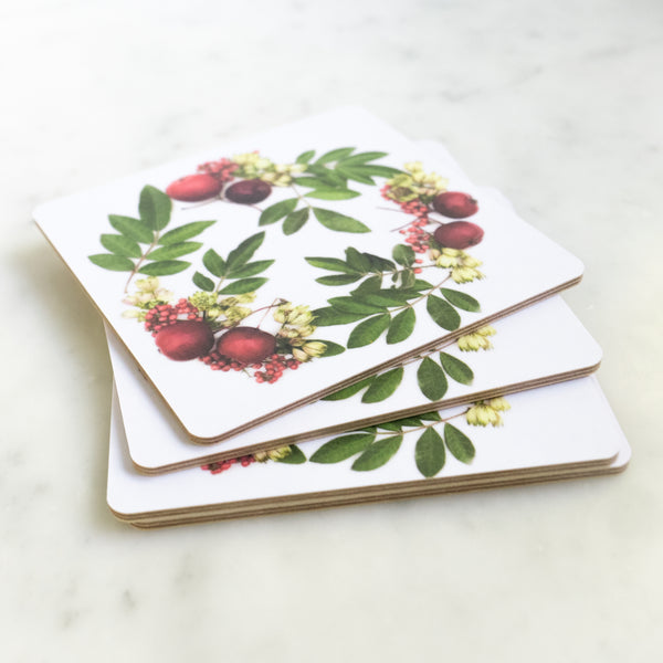 Coasters - Red crabapple and greenery