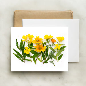 Folding card - Sweet ferns with evening primrose