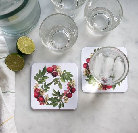 Coasters - Red crabapple and greenery