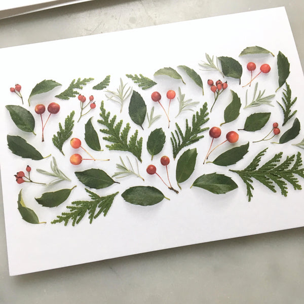 Folding card - Greenery with berries and lavender