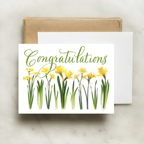 Congratulations card with Yellow Daffodils