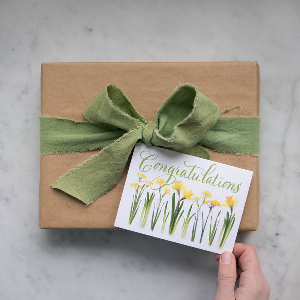 Congratulations card with Yellow Daffodils