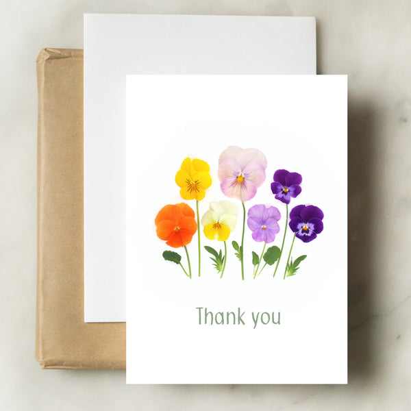 Thank you card with pansies