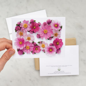 Folding card - Pink Flowers flatly