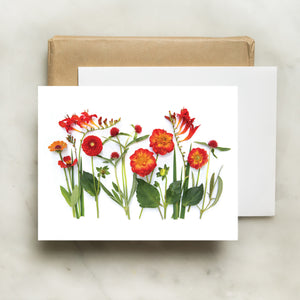 Folding card - Red dahlias