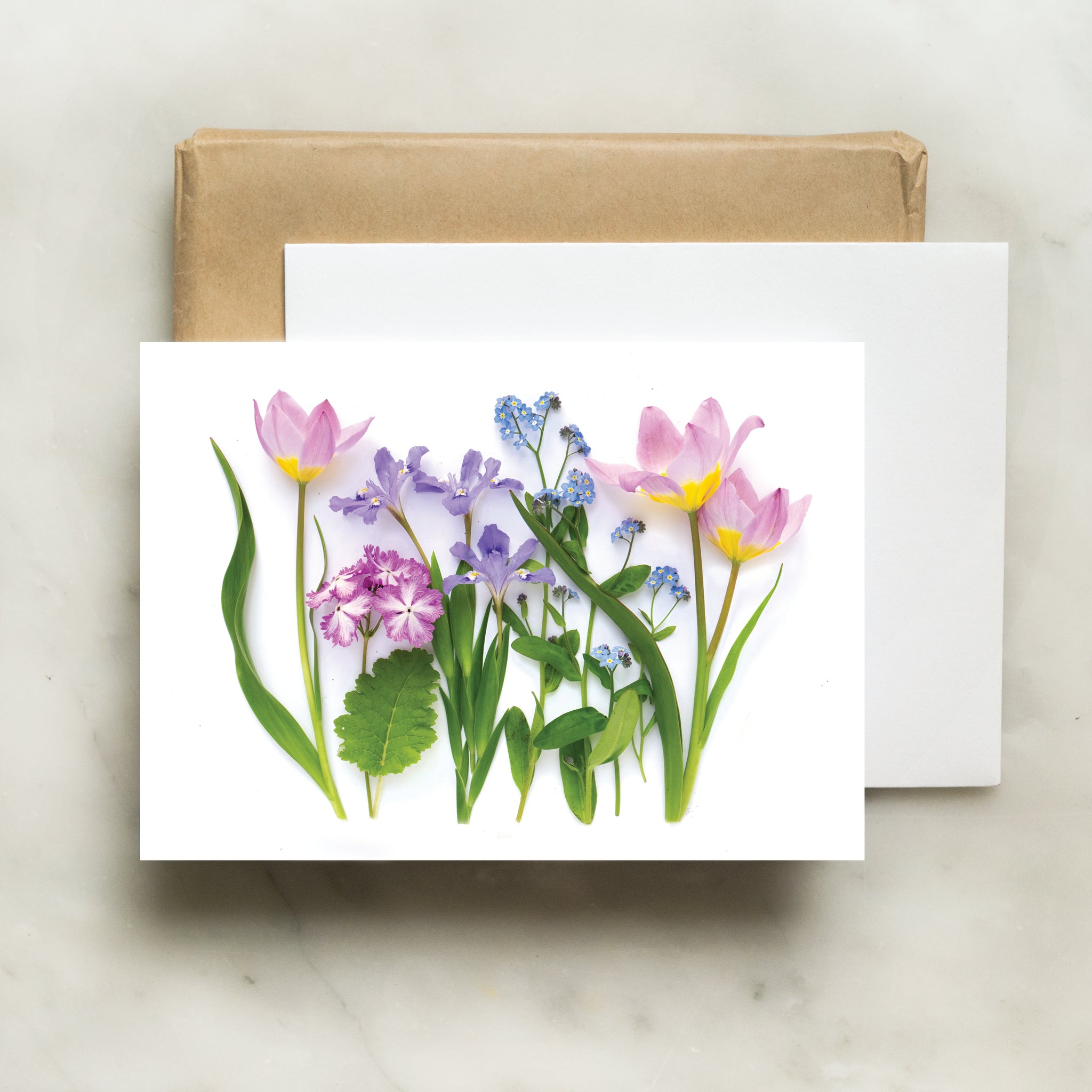 Folding card - Pastel spring flowers