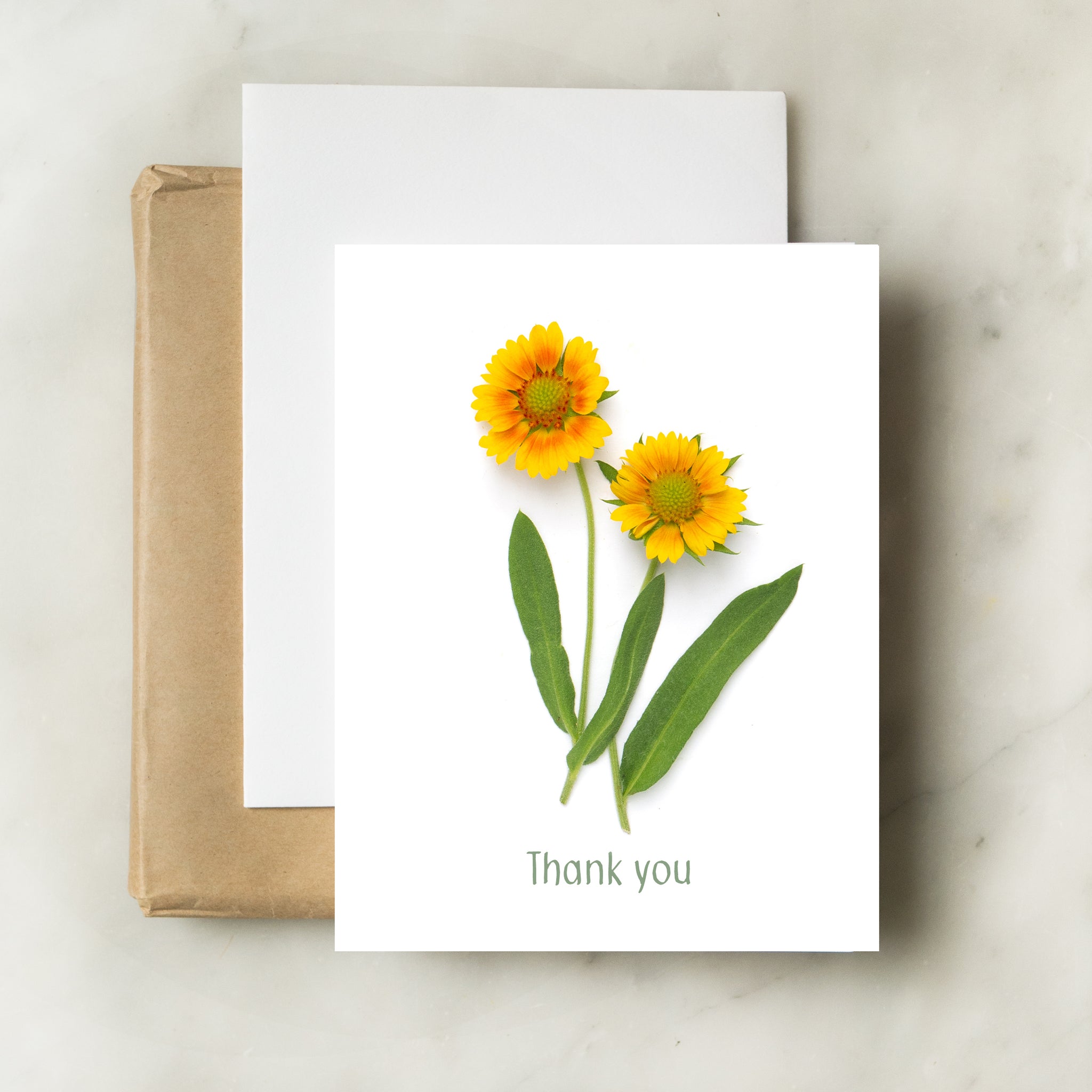 Thank you card with yellow flowers